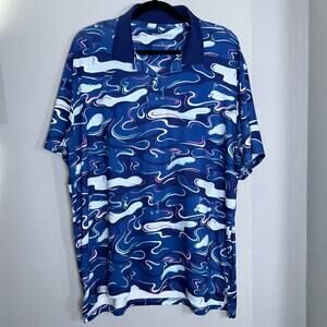 Bonobos Polo in Golf Course Pattern, Blue/White/Pink, Sz L Standard Fit